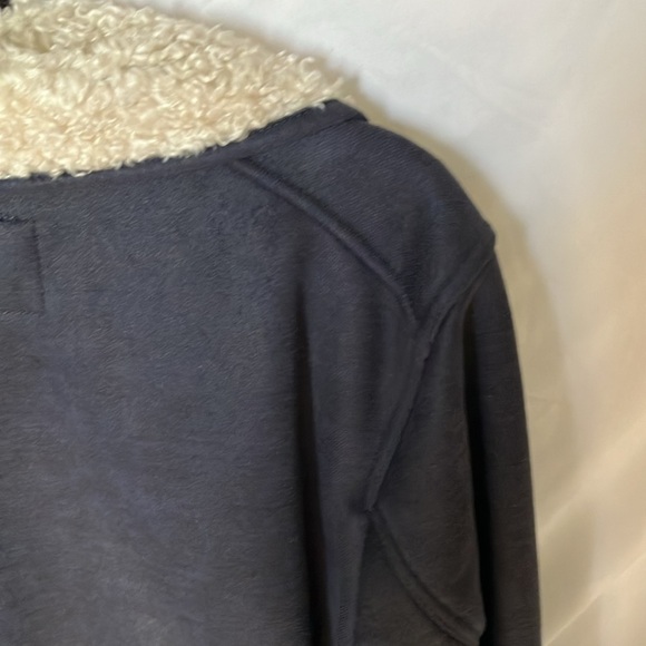 7 For All Mankind: Fog Blue Faux Suede/Shearling Moto Jacket- snap closure- M - Picture 14 of 16